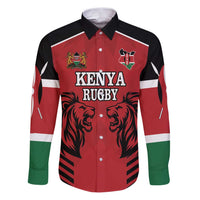 Custom Kenya Rugby Family Matching Puletasi and Hawaiian Shirt African Lion Unique Style - Wonder Print Shop