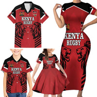 Custom Kenya Rugby Family Matching Short Sleeve Bodycon Dress and Hawaiian Shirt African Lion Unique Style - Wonder Print Shop
