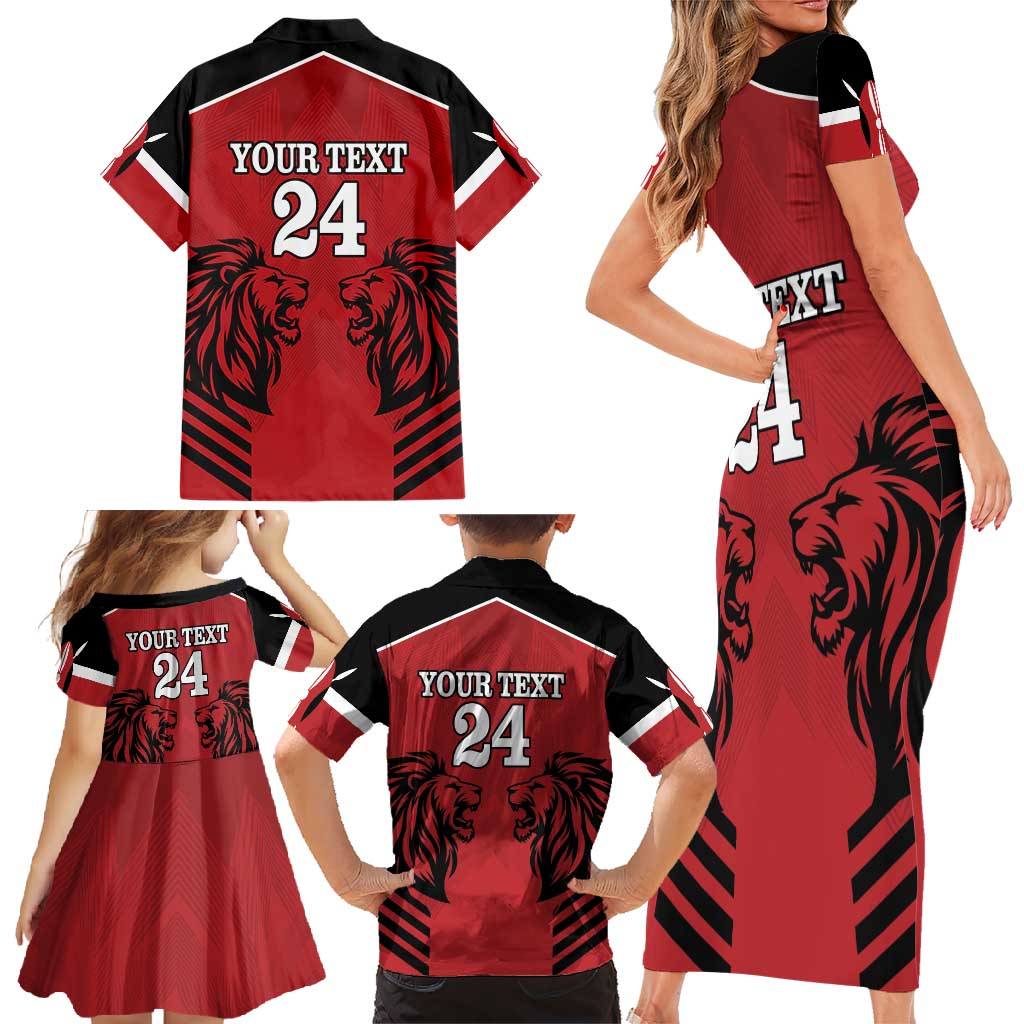 Custom Kenya Rugby Family Matching Short Sleeve Bodycon Dress and Hawaiian Shirt African Lion Unique Style - Wonder Print Shop