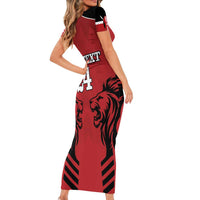 Custom Kenya Rugby Family Matching Short Sleeve Bodycon Dress and Hawaiian Shirt African Lion Unique Style - Wonder Print Shop