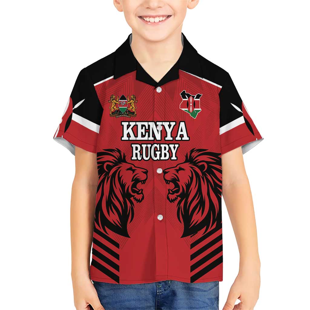 Custom Kenya Rugby Family Matching Short Sleeve Bodycon Dress and Hawaiian Shirt African Lion Unique Style - Wonder Print Shop