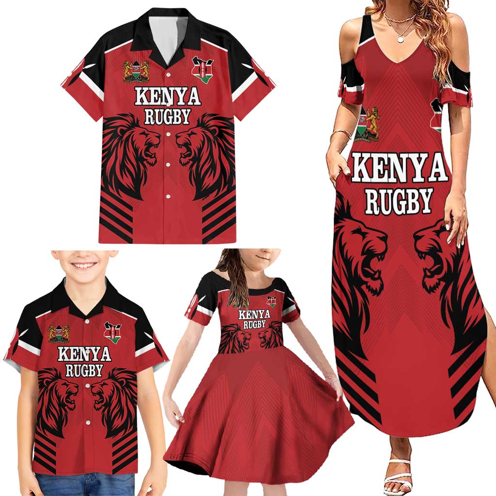 Custom Kenya Rugby Family Matching Summer Maxi Dress and Hawaiian Shirt African Lion Unique Style - Wonder Print Shop