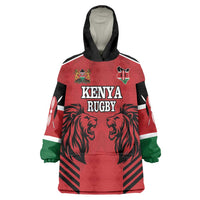 Custom Kenya Rugby Wearable Blanket Hoodie African Lion Unique Style - Wonder Print Shop