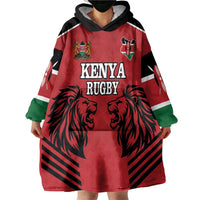 Custom Kenya Rugby Wearable Blanket Hoodie African Lion Unique Style - Wonder Print Shop