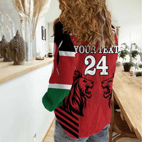 Custom Kenya Rugby Women Casual Shirt African Lion Unique Style - Wonder Print Shop