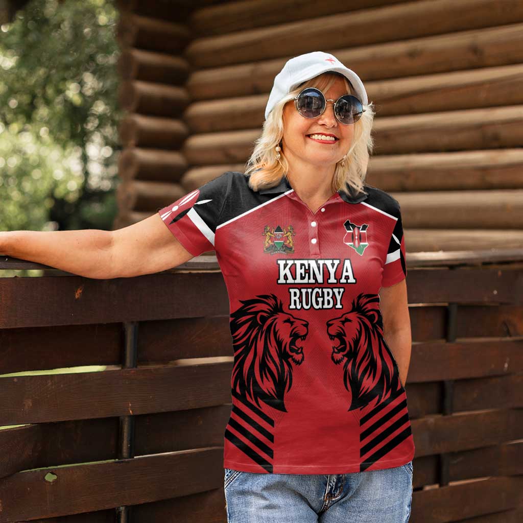Custom Kenya Rugby Women Polo Shirt African Lion Unique Style - Wonder Print Shop