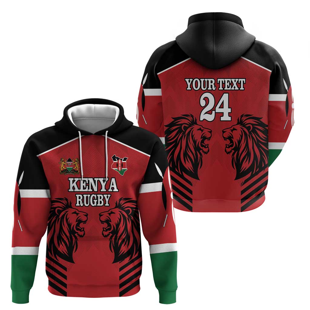 Custom Kenya Rugby Zip Hoodie African Lion Unique Style - Wonder Print Shop