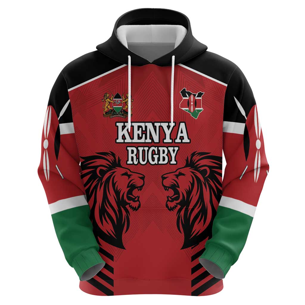 Custom Kenya Rugby Zip Hoodie African Lion Unique Style - Wonder Print Shop