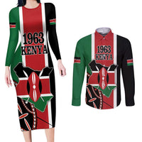 Personalized Kenya Independence Day Couples Matching Long Sleeve Bodycon Dress and Long Sleeve Button Shirt Let Us All Pull Together - Wonder Print Shop
