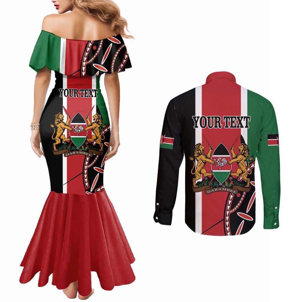 Personalized Kenya Independence Day Couples Matching Mermaid Dress and Long Sleeve Button Shirt Let Us All Pull Together