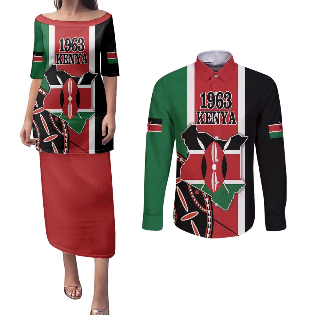 Personalized Kenya Independence Day Couples Matching Puletasi and Long Sleeve Button Shirt Let Us All Pull Together - Wonder Print Shop
