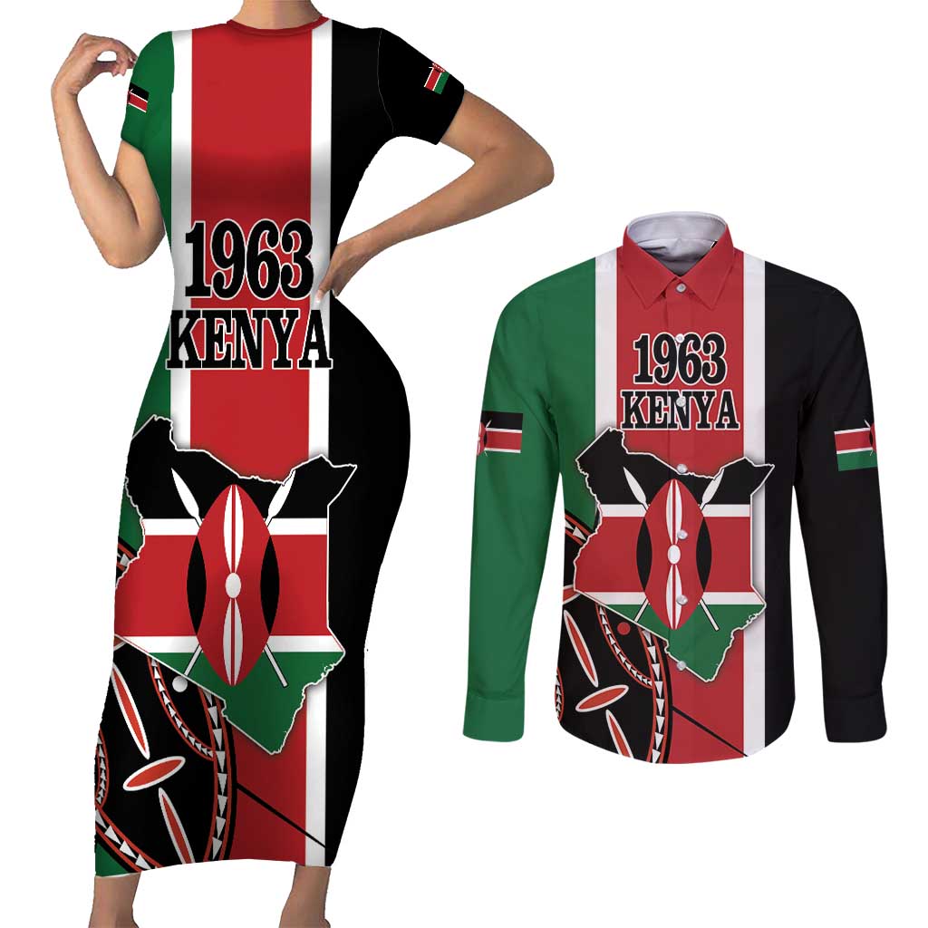 Personalized Kenya Independence Day Couples Matching Short Sleeve Bodycon Dress and Long Sleeve Button Shirt Let Us All Pull Together - Wonder Print Shop