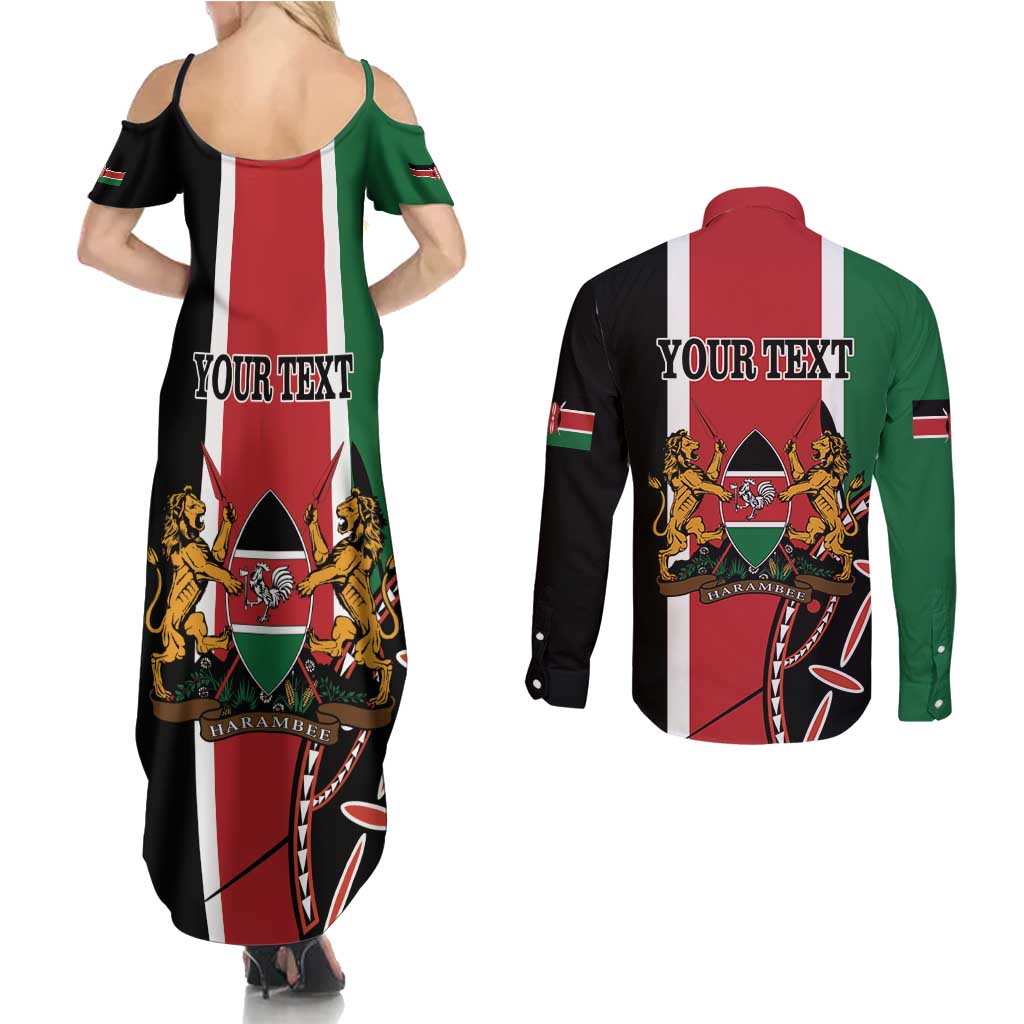 Personalized Kenya Independence Day Couples Matching Summer Maxi Dress and Long Sleeve Button Shirt Let Us All Pull Together - Wonder Print Shop