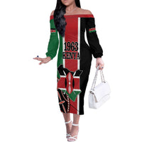 Personalized Kenya Independence Day Family Matching Off The Shoulder Long Sleeve Dress and Hawaiian Shirt Let Us All Pull Together - Wonder Print Shop
