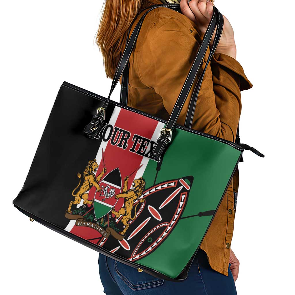 Personalized Kenya Independence Day Leather Tote Bag Let Us All Pull Together - Wonder Print Shop
