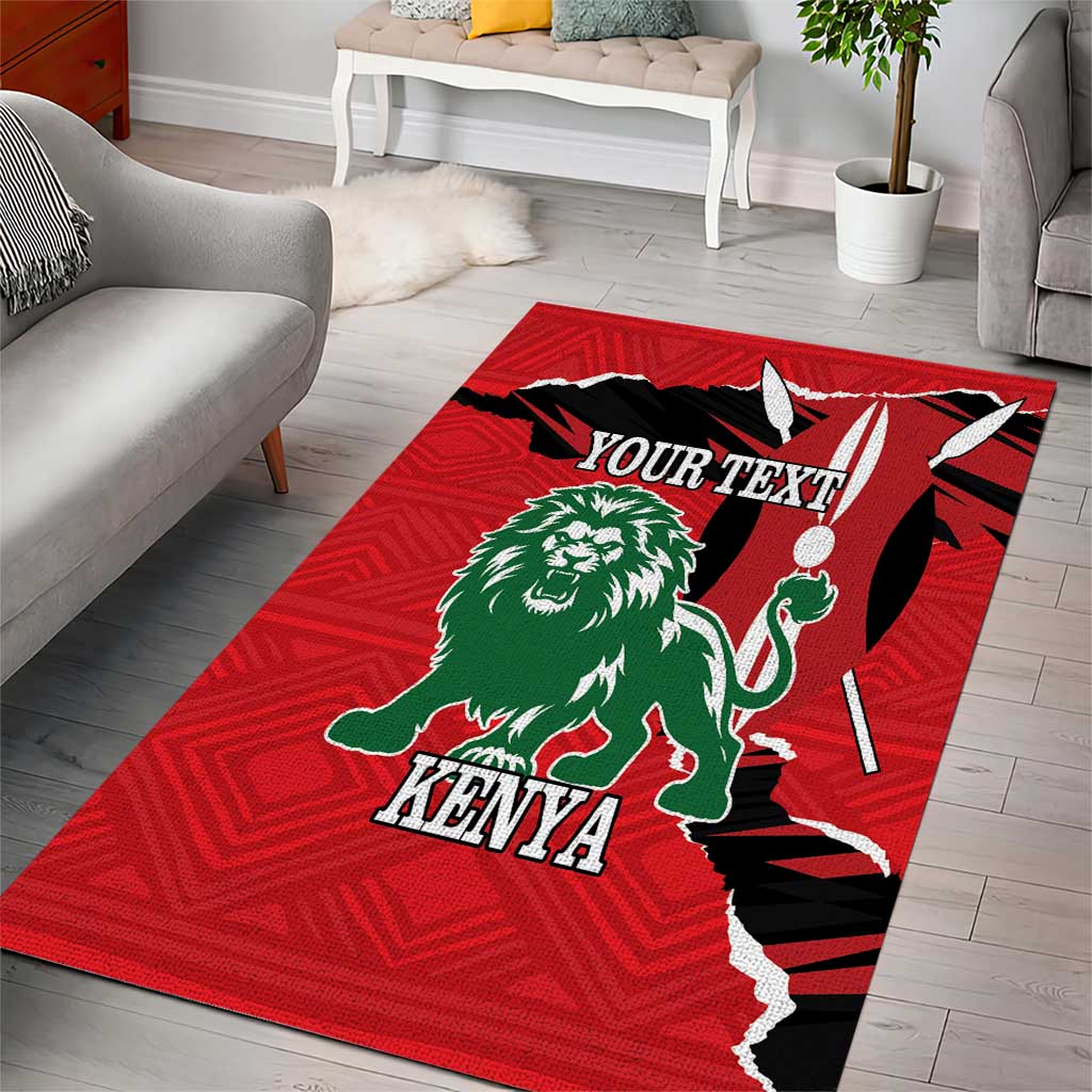 Personalized Kenya Independence Day Area Rug Angry Lion - Happy Jamhuri Day 1963 - Wonder Print Shop