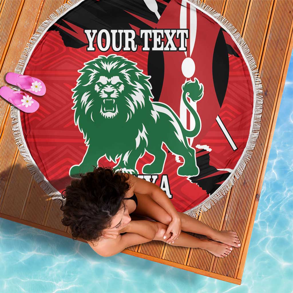Personalized Kenya Independence Day Beach Blanket Angry Lion - Happy Jamhuri Day 1963 - Wonder Print Shop