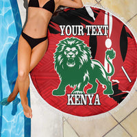 Personalized Kenya Independence Day Beach Blanket Angry Lion - Happy Jamhuri Day 1963 - Wonder Print Shop