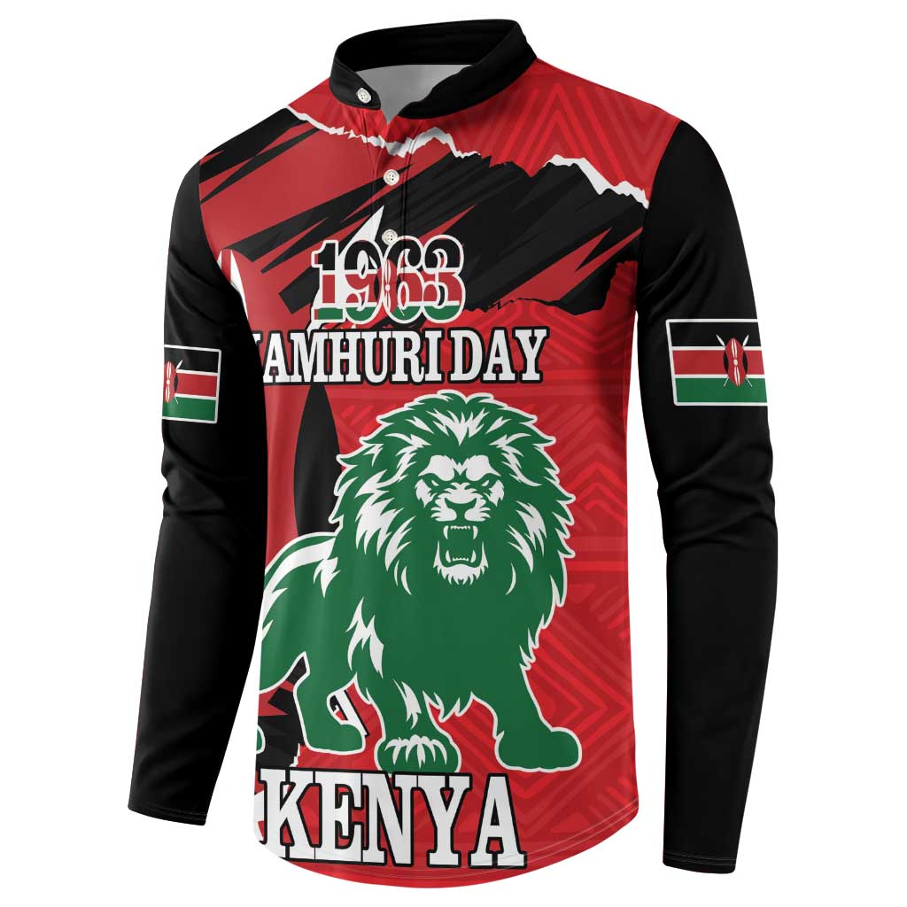 Personalized Kenya Independence Day Button Sweatshirt Angry Lion - Happy Jamhuri Day 1963 - Wonder Print Shop