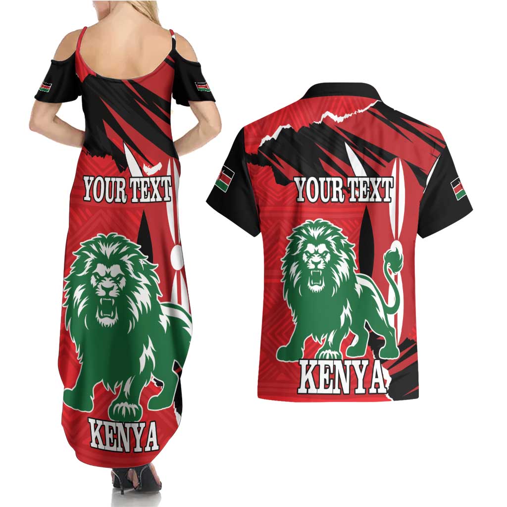 Personalized Kenya Independence Day Couples Matching Summer Maxi Dress and Hawaiian Shirt Angry Lion - Happy Jamhuri Day 1963 - Wonder Print Shop