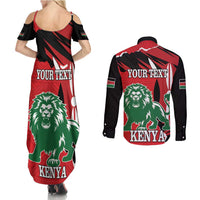 Personalized Kenya Independence Day Couples Matching Summer Maxi Dress and Long Sleeve Button Shirt Angry Lion - Happy Jamhuri Day 1963 - Wonder Print Shop