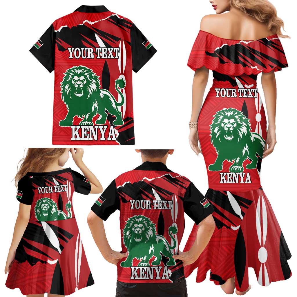 Personalized Kenya Independence Day Family Matching Mermaid Dress and Hawaiian Shirt Angry Lion - Happy Jamhuri Day 1963 - Wonder Print Shop