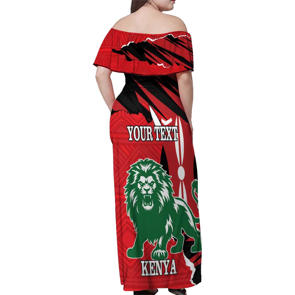 Personalized Kenya Independence Day Family Matching Off Shoulder Maxi Dress and Hawaiian Shirt Angry Lion - Happy Jamhuri Day 1963 - Wonder Print Shop