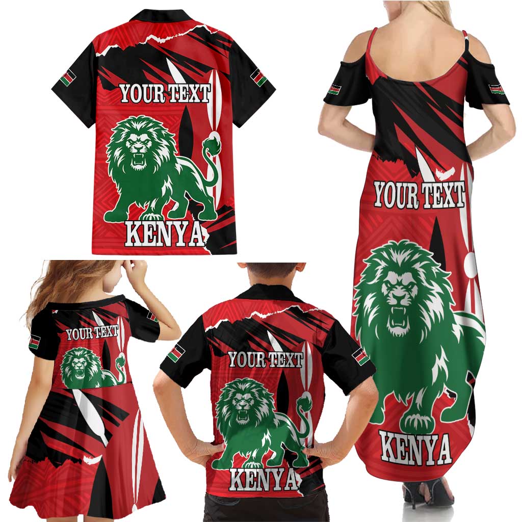 Personalized Kenya Independence Day Family Matching Summer Maxi Dress and Hawaiian Shirt Angry Lion - Happy Jamhuri Day 1963 - Wonder Print Shop