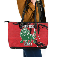 Personalized Kenya Independence Day Leather Tote Bag Angry Lion - Happy Jamhuri Day 1963 - Wonder Print Shop