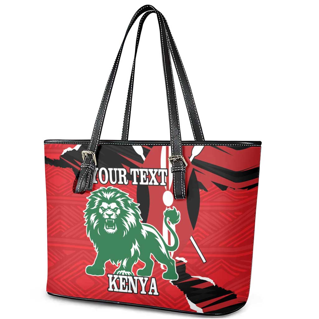 Personalized Kenya Independence Day Leather Tote Bag Angry Lion - Happy Jamhuri Day 1963 - Wonder Print Shop