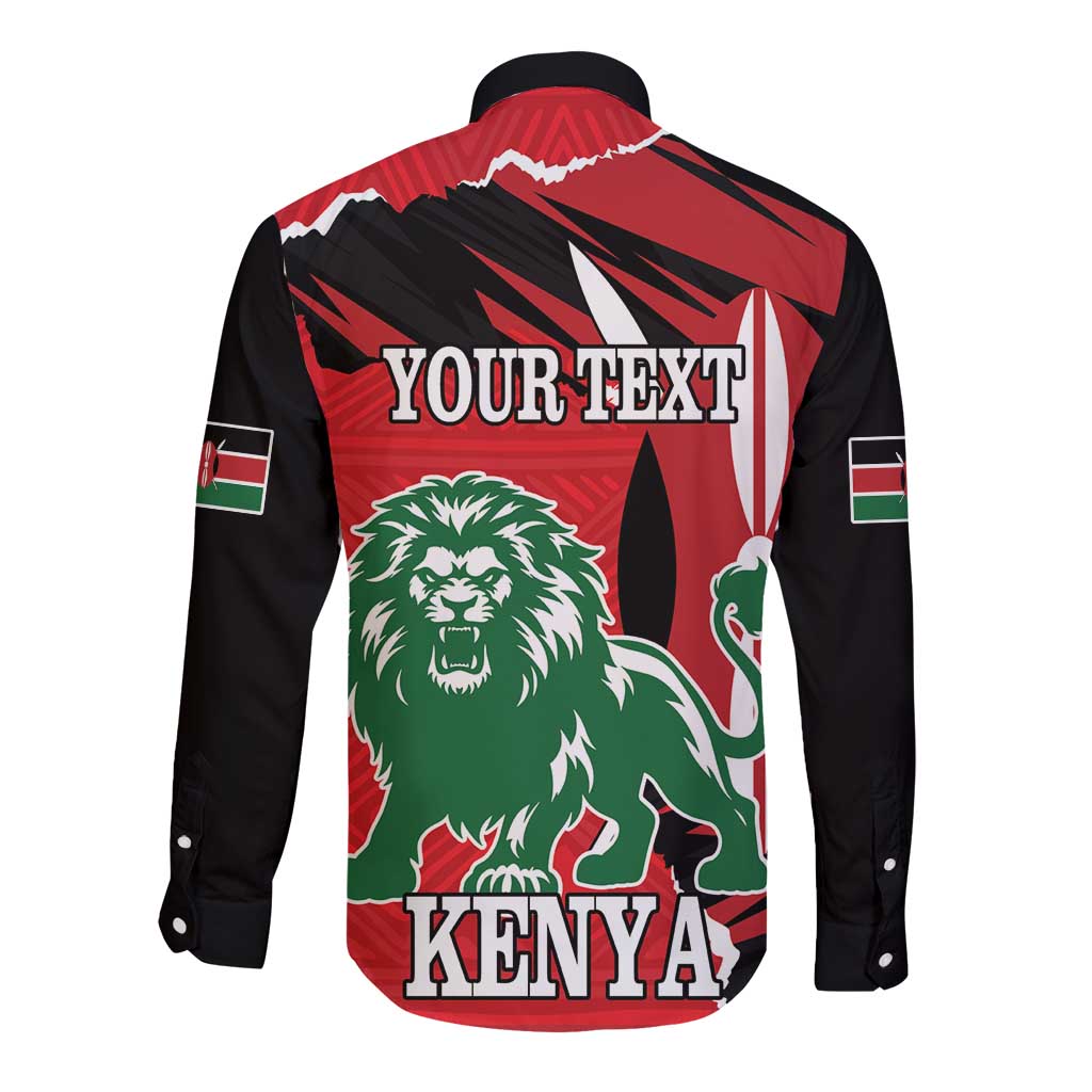 Personalized Kenya Independence Day Long Sleeve Button Shirt Angry Lion - Happy Jamhuri Day 1963 - Wonder Print Shop