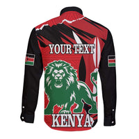 Personalized Kenya Independence Day Long Sleeve Button Shirt Angry Lion - Happy Jamhuri Day 1963 - Wonder Print Shop