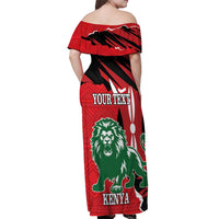 Personalized Kenya Independence Day Off Shoulder Maxi Dress Angry Lion - Happy Jamhuri Day 1963 - Wonder Print Shop