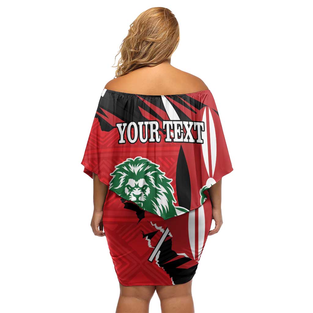 Personalized Kenya Independence Day Off Shoulder Short Dress Angry Lion - Happy Jamhuri Day 1963 - Wonder Print Shop