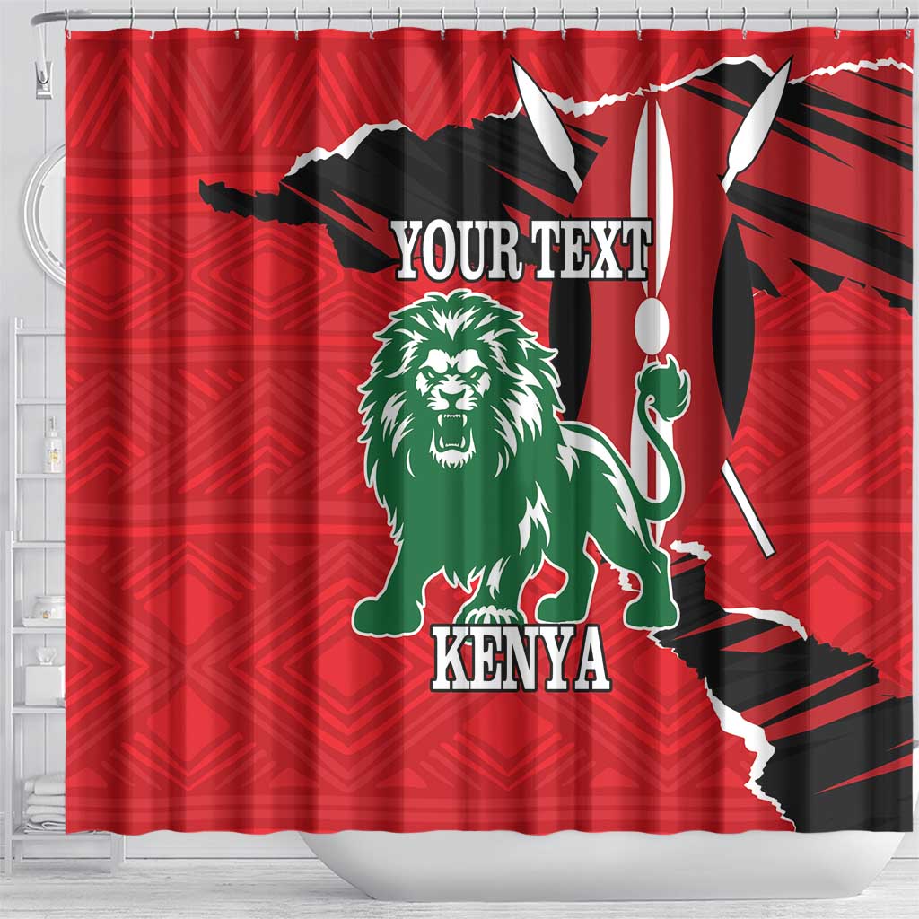 Personalized Kenya Independence Day Shower Curtain Angry Lion - Happy Jamhuri Day 1963