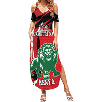 Personalized Kenya Independence Day Summer Maxi Dress Angry Lion - Happy Jamhuri Day 1963 - Wonder Print Shop