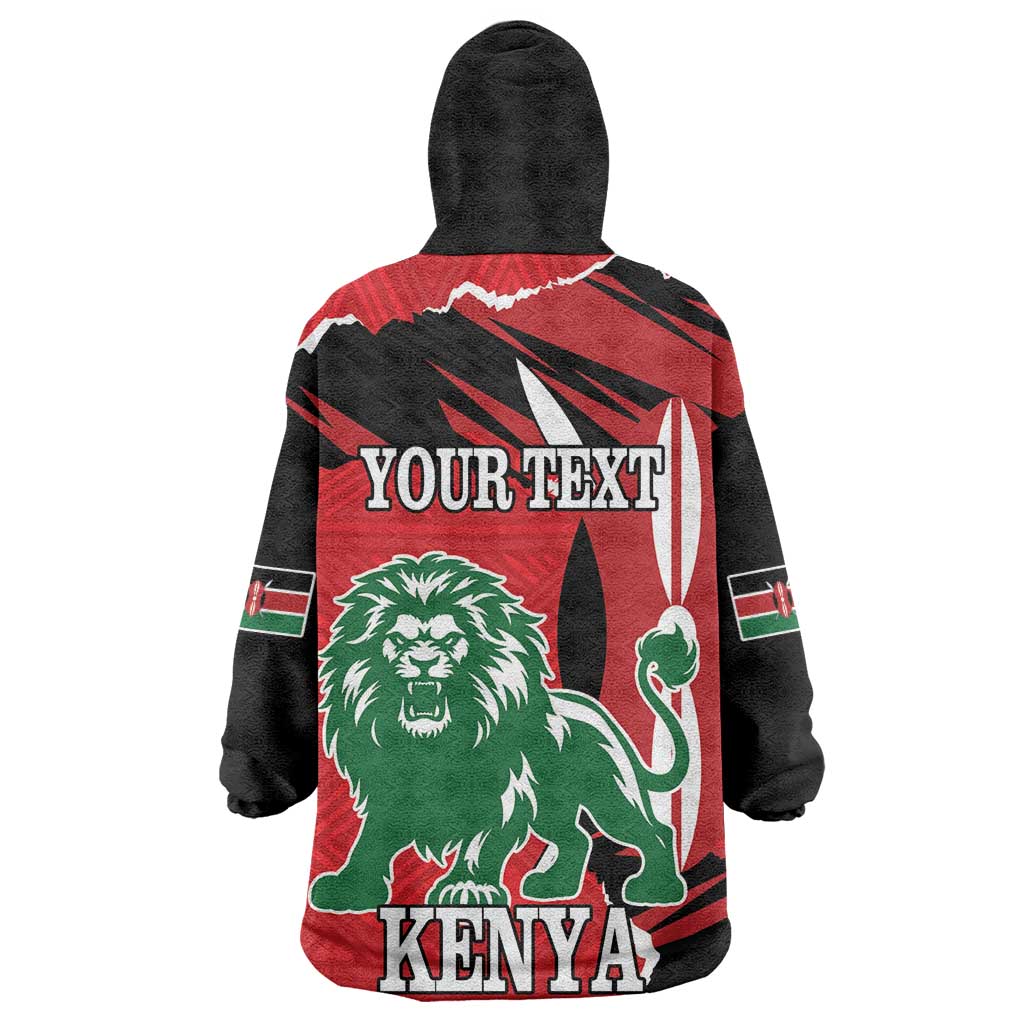 Personalized Kenya Independence Day Wearable Blanket Hoodie Angry Lion - Happy Jamhuri Day 1963 - Wonder Print Shop