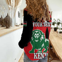 Personalized Kenya Independence Day Women Casual Shirt Angry Lion - Happy Jamhuri Day 1963 - Wonder Print Shop