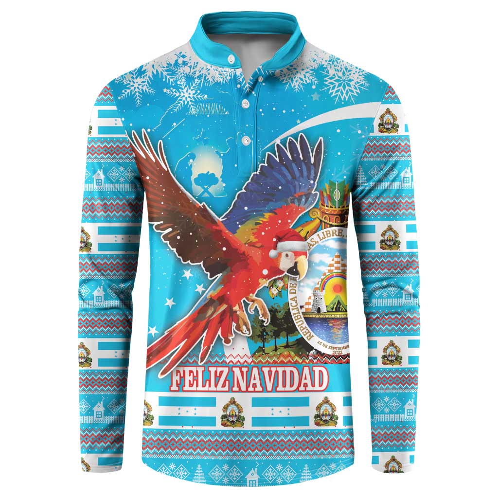 Honduras Christmas Button Sweatshirt Scarlet Macaw Feliz Navidad - Wonder Print Shop