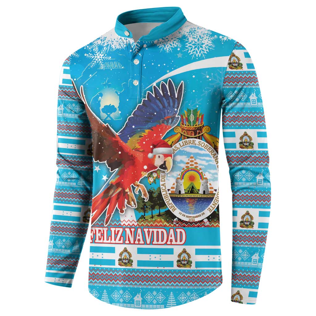 Honduras Christmas Button Sweatshirt Scarlet Macaw Feliz Navidad - Wonder Print Shop