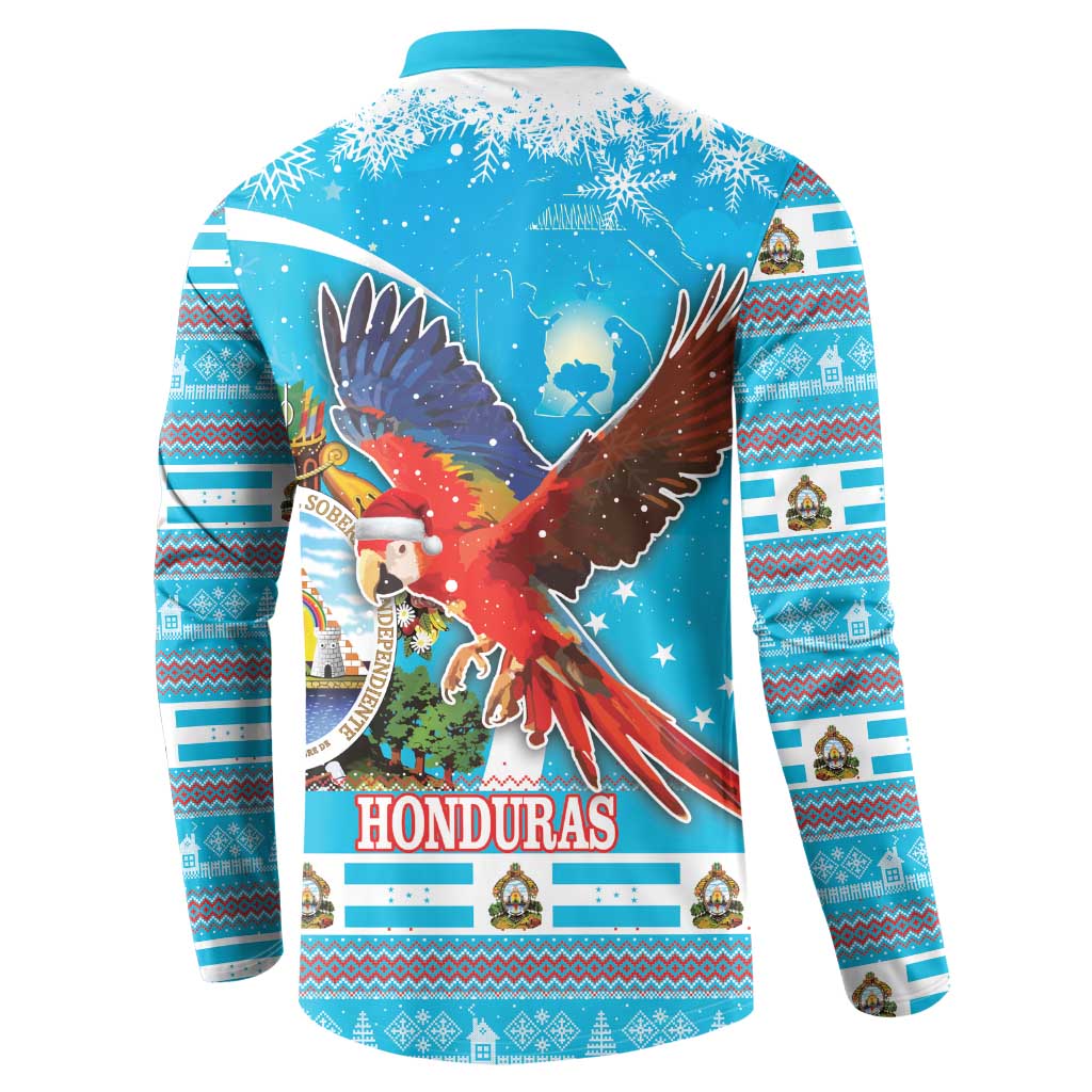 Honduras Christmas Button Sweatshirt Scarlet Macaw Feliz Navidad - Wonder Print Shop
