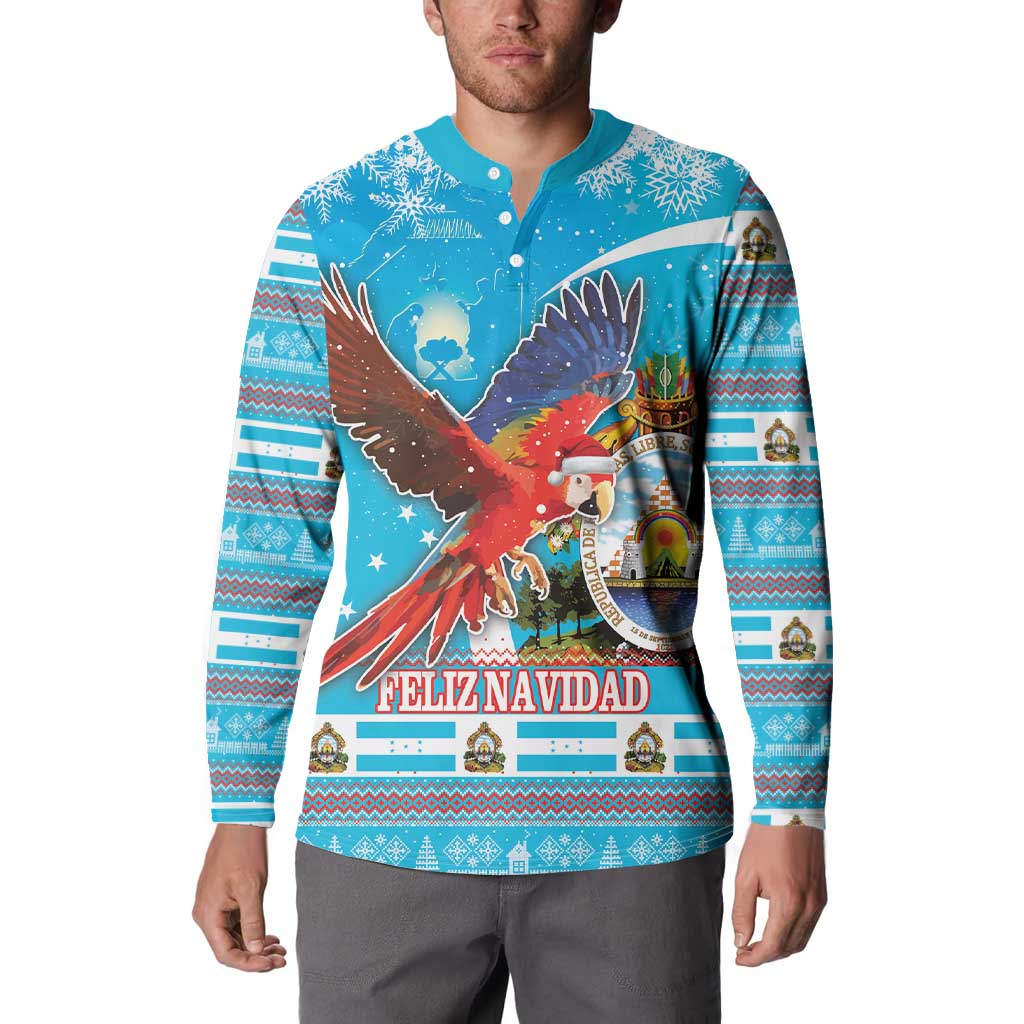 Honduras Christmas Button Sweatshirt Scarlet Macaw Feliz Navidad - Wonder Print Shop