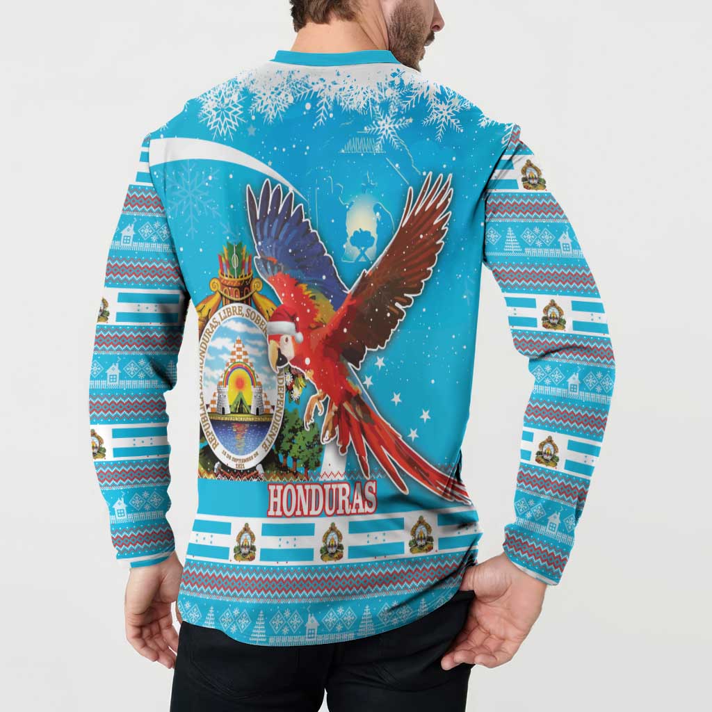 Honduras Christmas Button Sweatshirt Scarlet Macaw Feliz Navidad - Wonder Print Shop