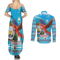 Honduras Christmas Couples Matching Summer Maxi Dress and Long Sleeve Button Shirt Scarlet Macaw Feliz Navidad - Wonder Print Shop