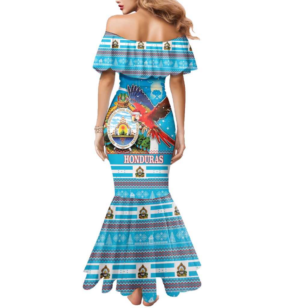 Honduras Christmas Family Matching Mermaid Dress and Hawaiian Shirt Scarlet Macaw Feliz Navidad - Wonder Print Shop