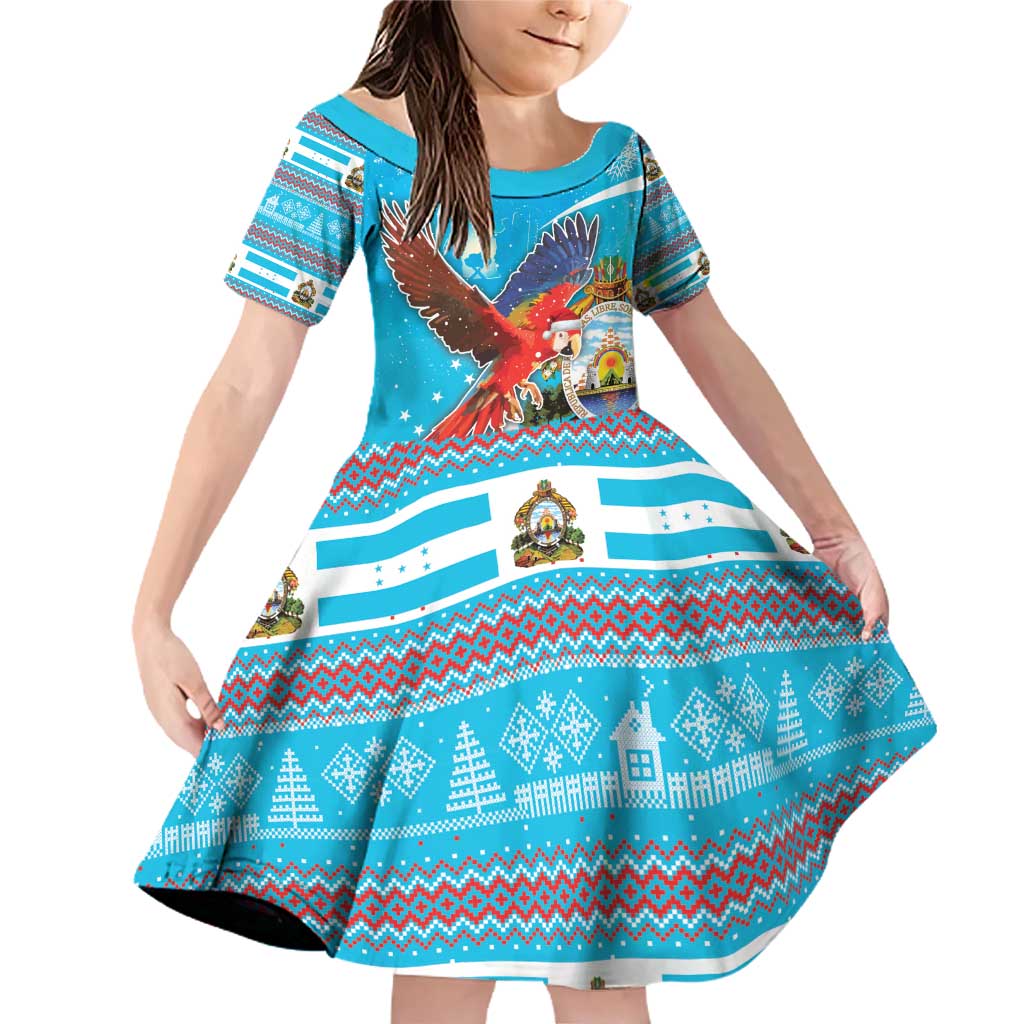 Honduras Christmas Family Matching Off Shoulder Short Dress and Hawaiian Shirt Scarlet Macaw Feliz Navidad - Wonder Print Shop