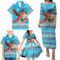 Honduras Christmas Family Matching Puletasi and Hawaiian Shirt Scarlet Macaw Feliz Navidad - Wonder Print Shop