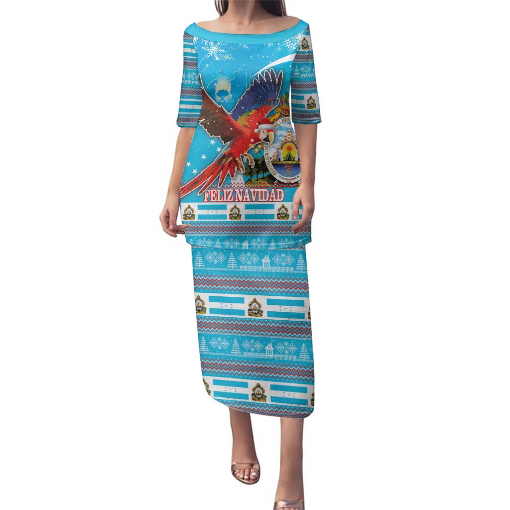 Honduras Christmas Family Matching Puletasi and Hawaiian Shirt Scarlet Macaw Feliz Navidad - Wonder Print Shop