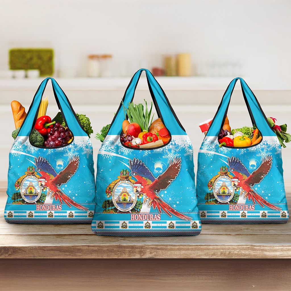 Honduras Christmas Grocery Bag Scarlet Macaw Feliz Navidad