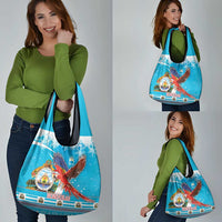 Honduras Christmas Grocery Bag Scarlet Macaw Feliz Navidad